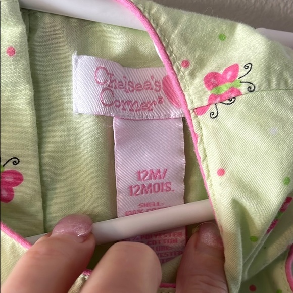 Green and Pink butterfly Kids Dress - Picture 3 of 6